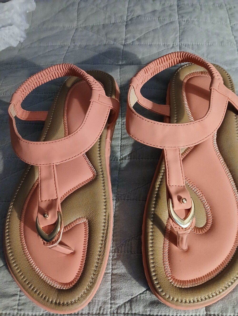 & Other Stories Coral Pink T-Strap Sandals